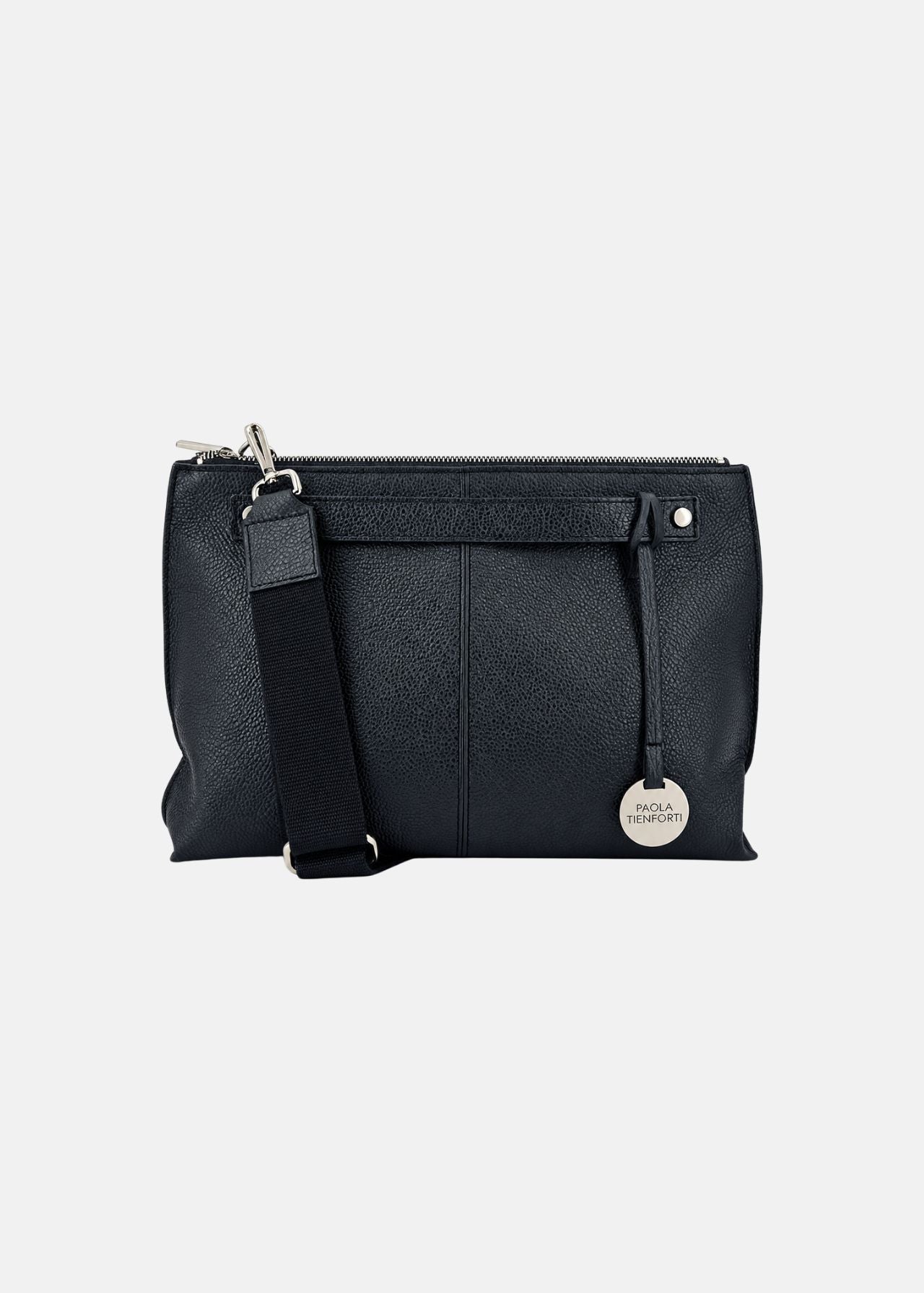 Borsa medium a tracolla  in pelle morbida con dettagli argento