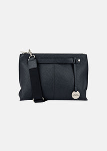 Borsa medium a tracolla  in pelle morbida con dettagli argento