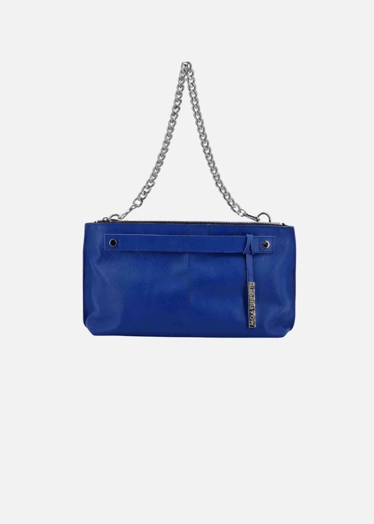 Pochette in pelle morbida con dettagli argento