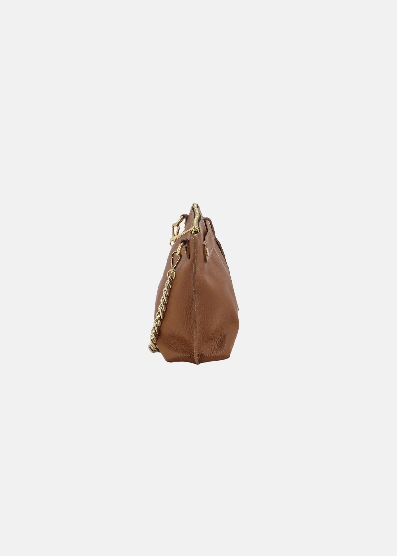 Pochette in pelle morbida con dettagli oro