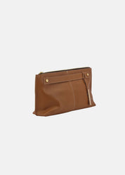 Pochette in pelle morbida con dettagli oro