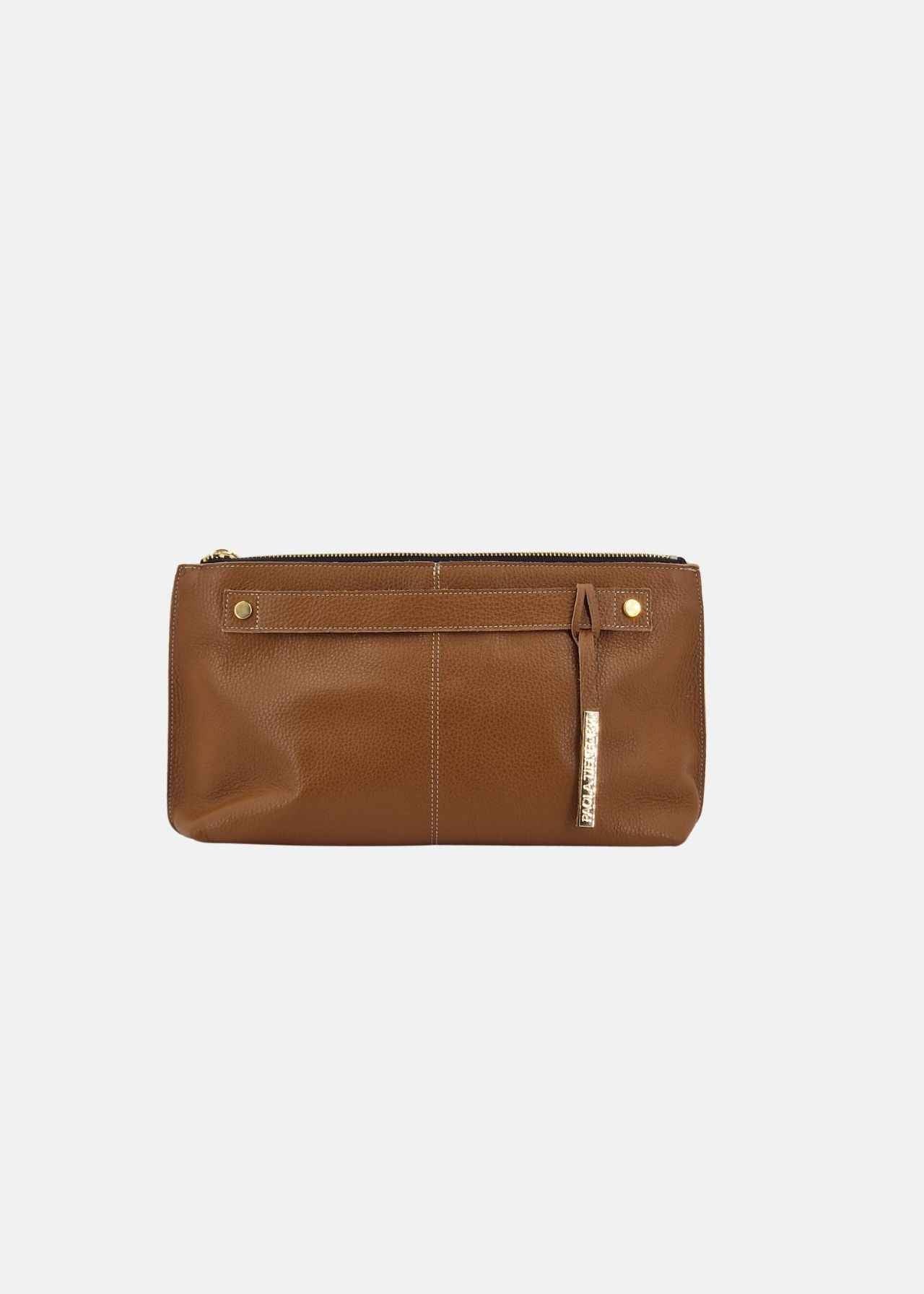 Pochette in pelle morbida con dettagli oro