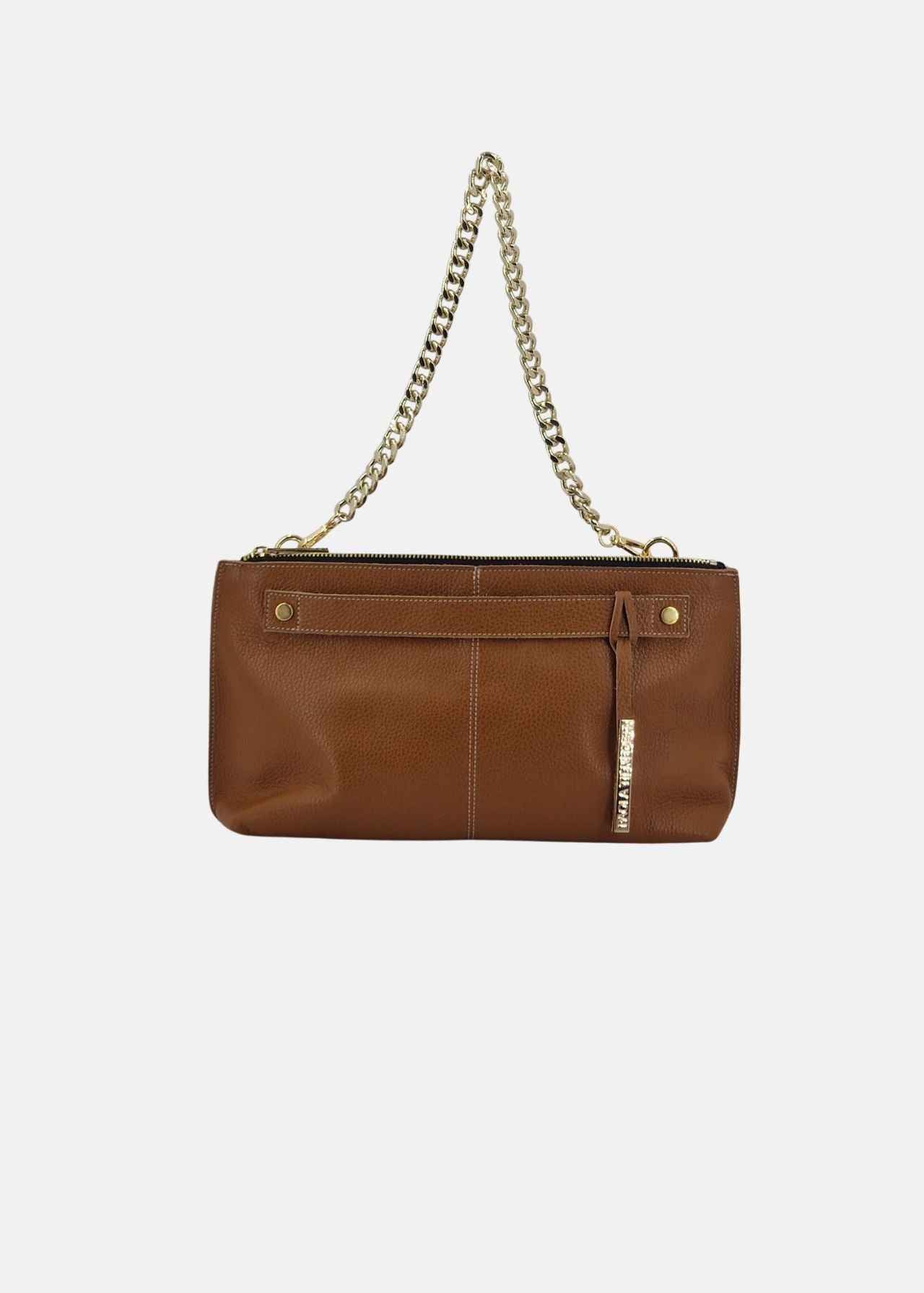 Pochette in pelle morbida con dettagli oro