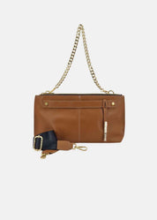 Pochette in pelle morbida con dettagli oro