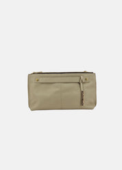 Pochette in pelle morbida con dettagli oro