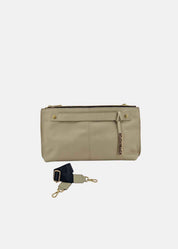 Pochette in pelle morbida con dettagli oro