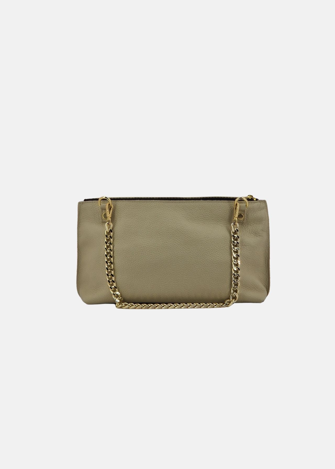 Pochette in pelle morbida con dettagli oro