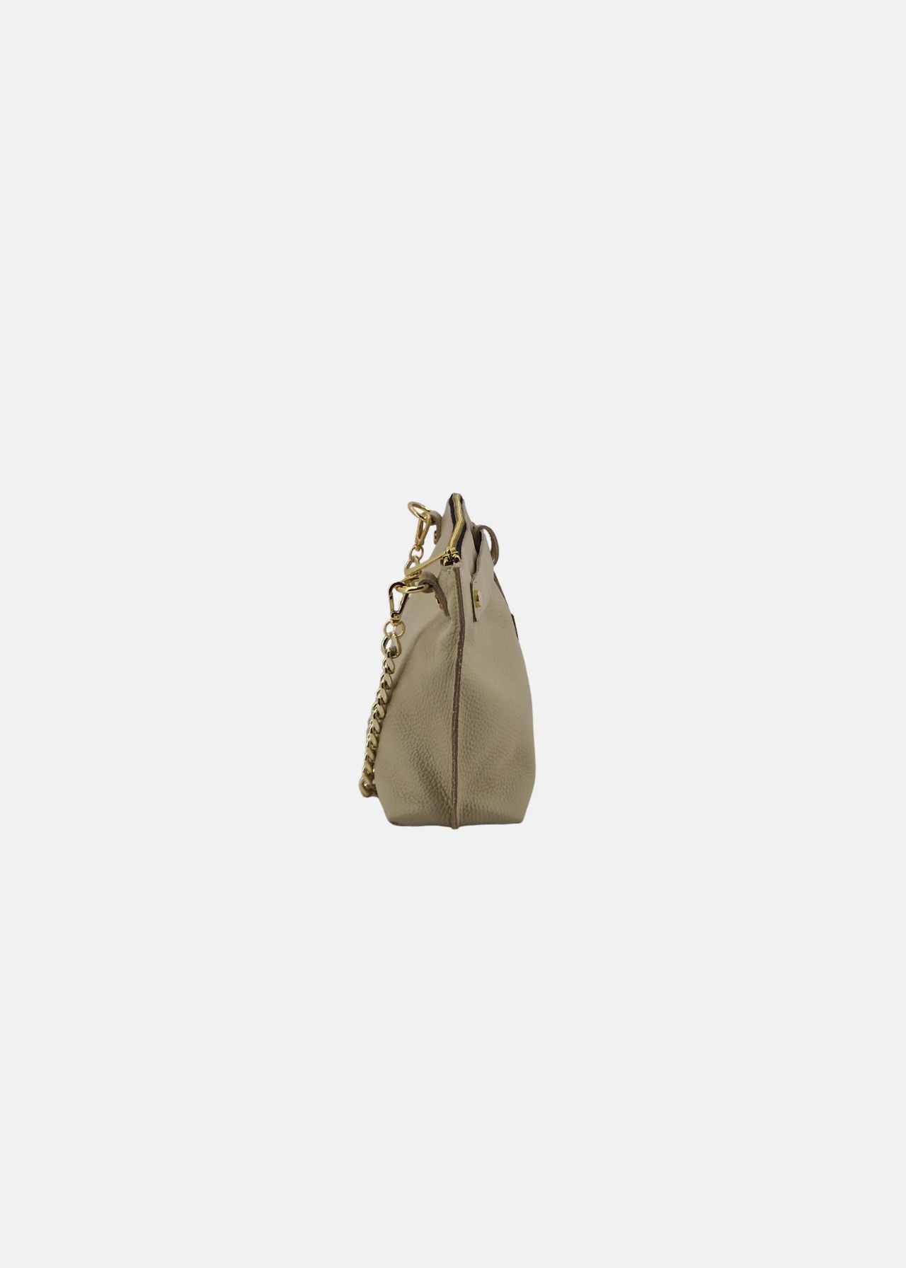 Pochette in pelle morbida con dettagli oro