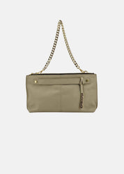 Pochette in pelle morbida con dettagli oro