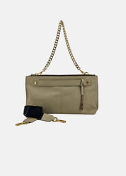 Pochette in pelle morbida con dettagli oro
