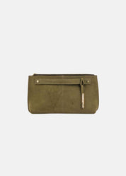 Pochette in camoscio con dettagli oro
