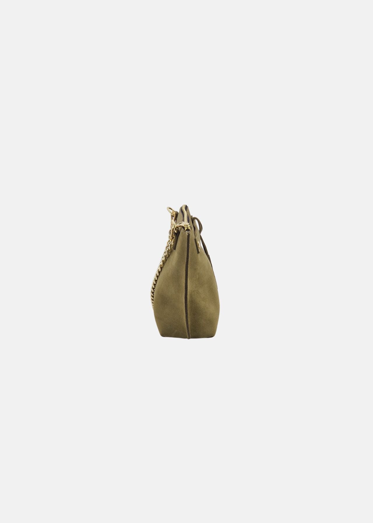 Pochette in camoscio con dettagli oro