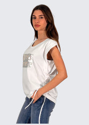 T-Shirt in cotone stretch con laccetti