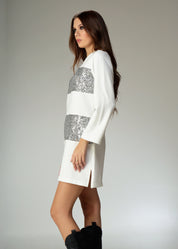 Abito in felpa con fasce paillettes