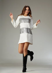 Abito in felpa con fasce paillettes