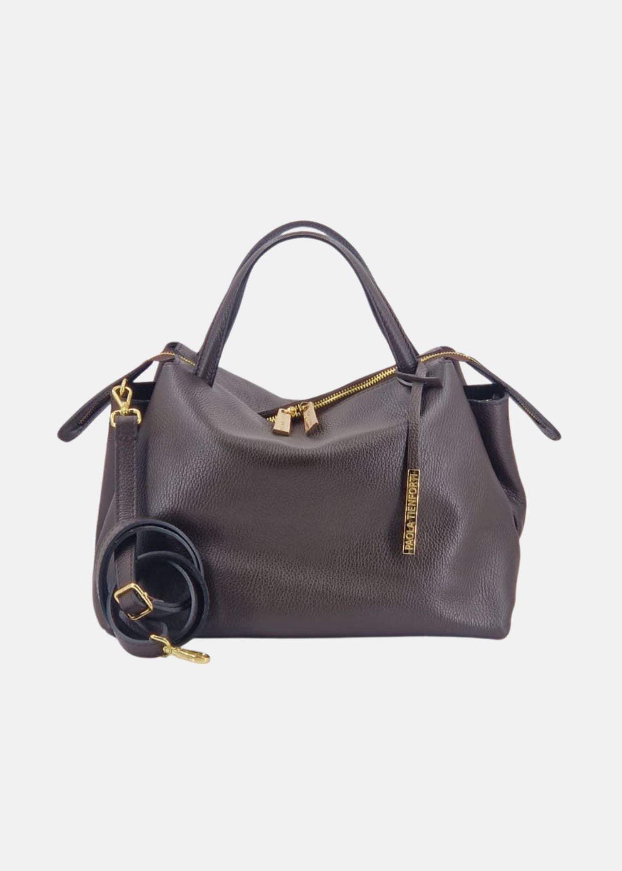 Bauletto medium in pelle morbida con dettagli oro