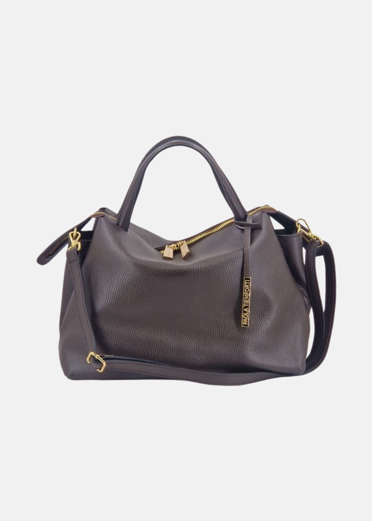 Bauletto medium in pelle morbida con dettagli oro