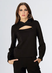Felpa cut-out con cappuccio