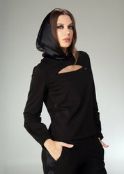 Felpa cut-out con cappuccio