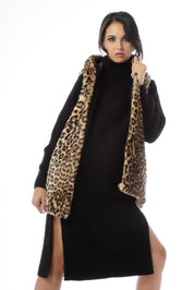 Gilet con cappuccio in eco pelliccia