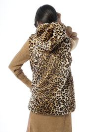 Gilet con cappuccio in eco pelliccia