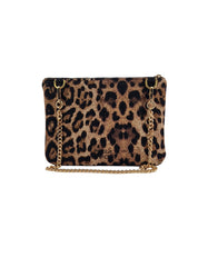 Pochette in neoprene maculato con dettagli oro