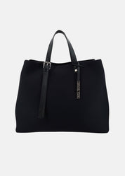 Shopper large in neoprene con dettagli argento