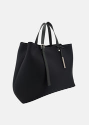 Shopper large in neoprene con dettagli argento