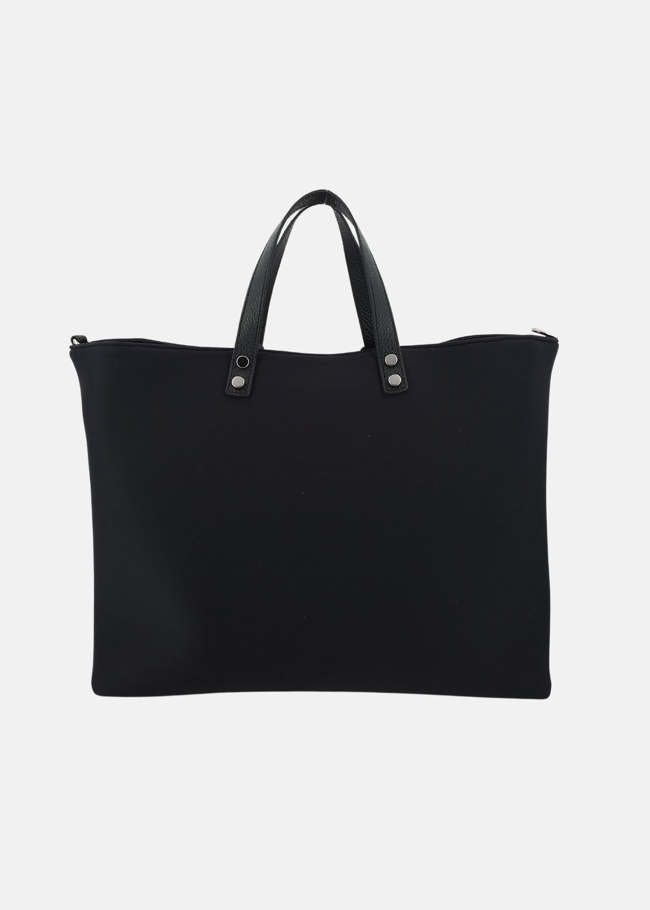 Shopper large in neoprene con dettagli argento