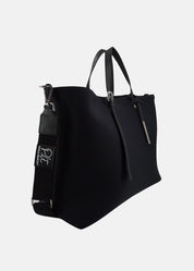 Shopper large in neoprene con dettagli argento
