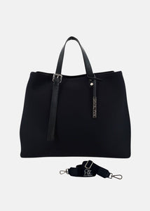 Shopper large in neoprene con dettagli argento