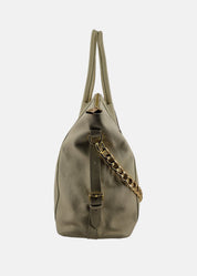 Shopper large in pelle morbida con rifiniture oro - PANNA