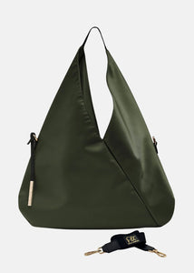 Sacca hobo in nylon con dettagli oro