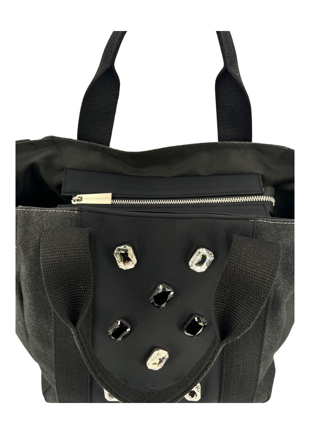 Shopper jeans con castoni