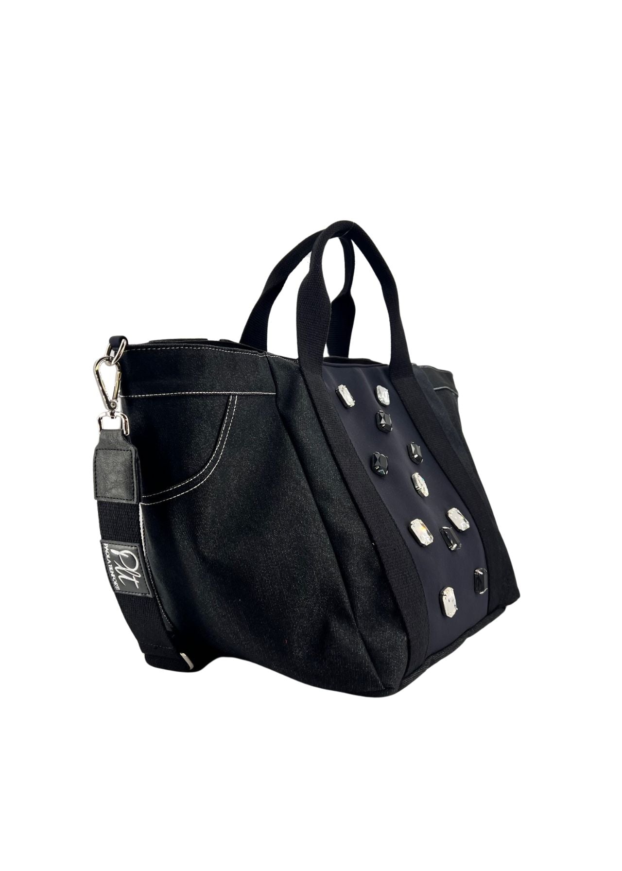 Shopper jeans con castoni