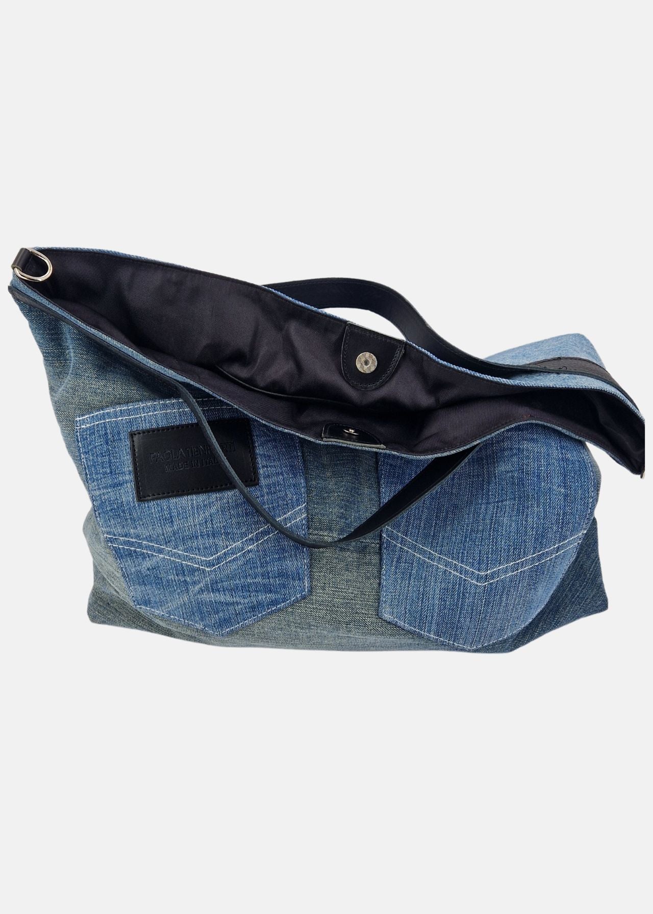 Shopper in Jeans e Pelle