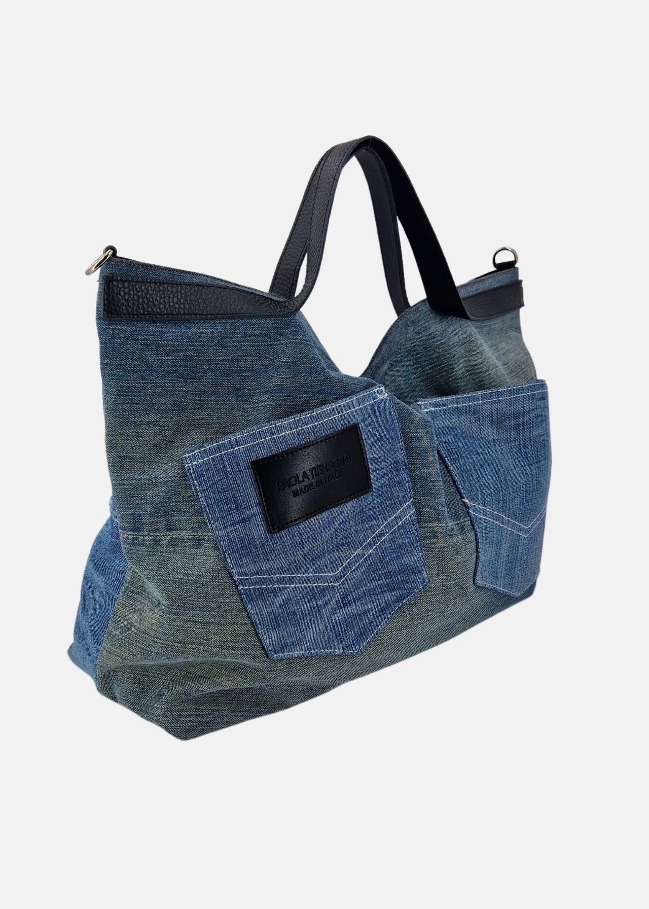 Shopper in Jeans e Pelle
