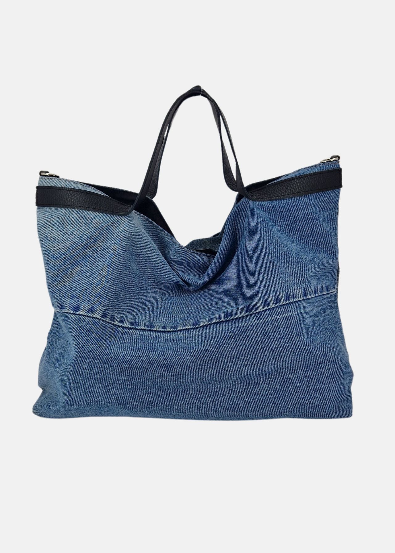 Shopper in Jeans e Pelle