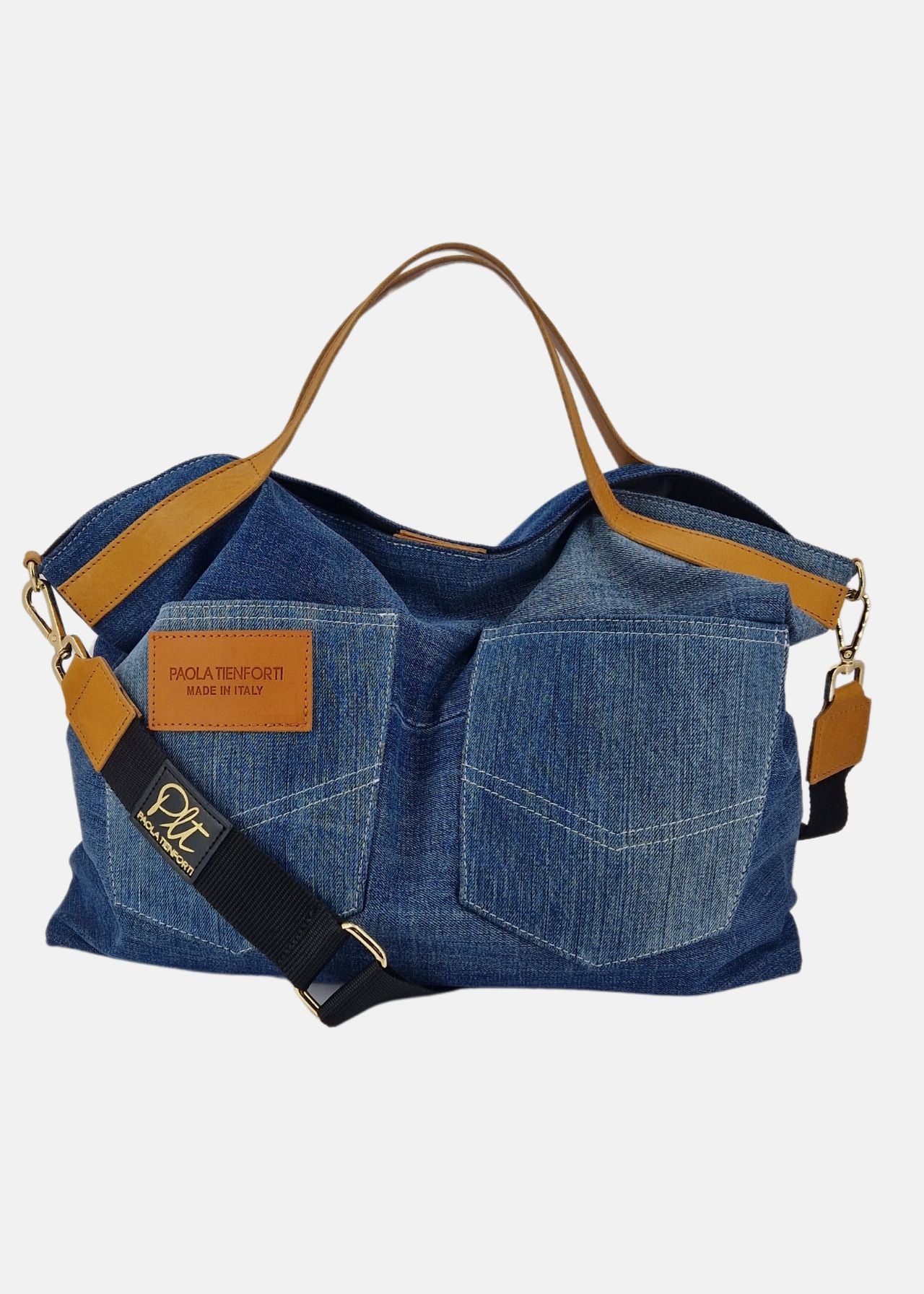 Shopper in Jeans e Pelle