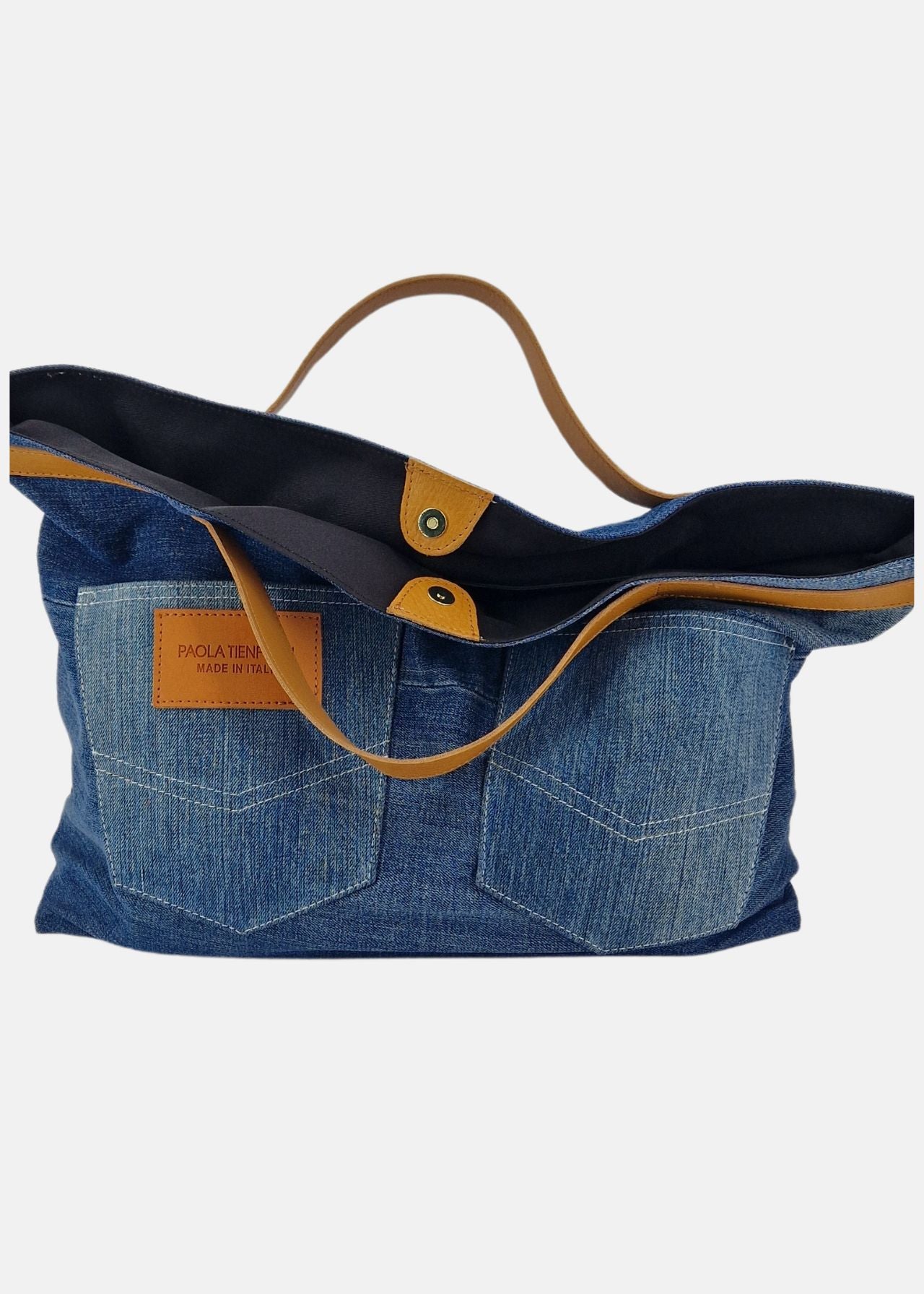 Shopper in Jeans e Pelle