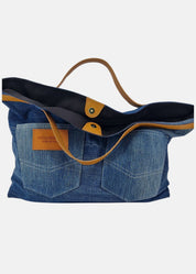 Shopper in Jeans e Pelle