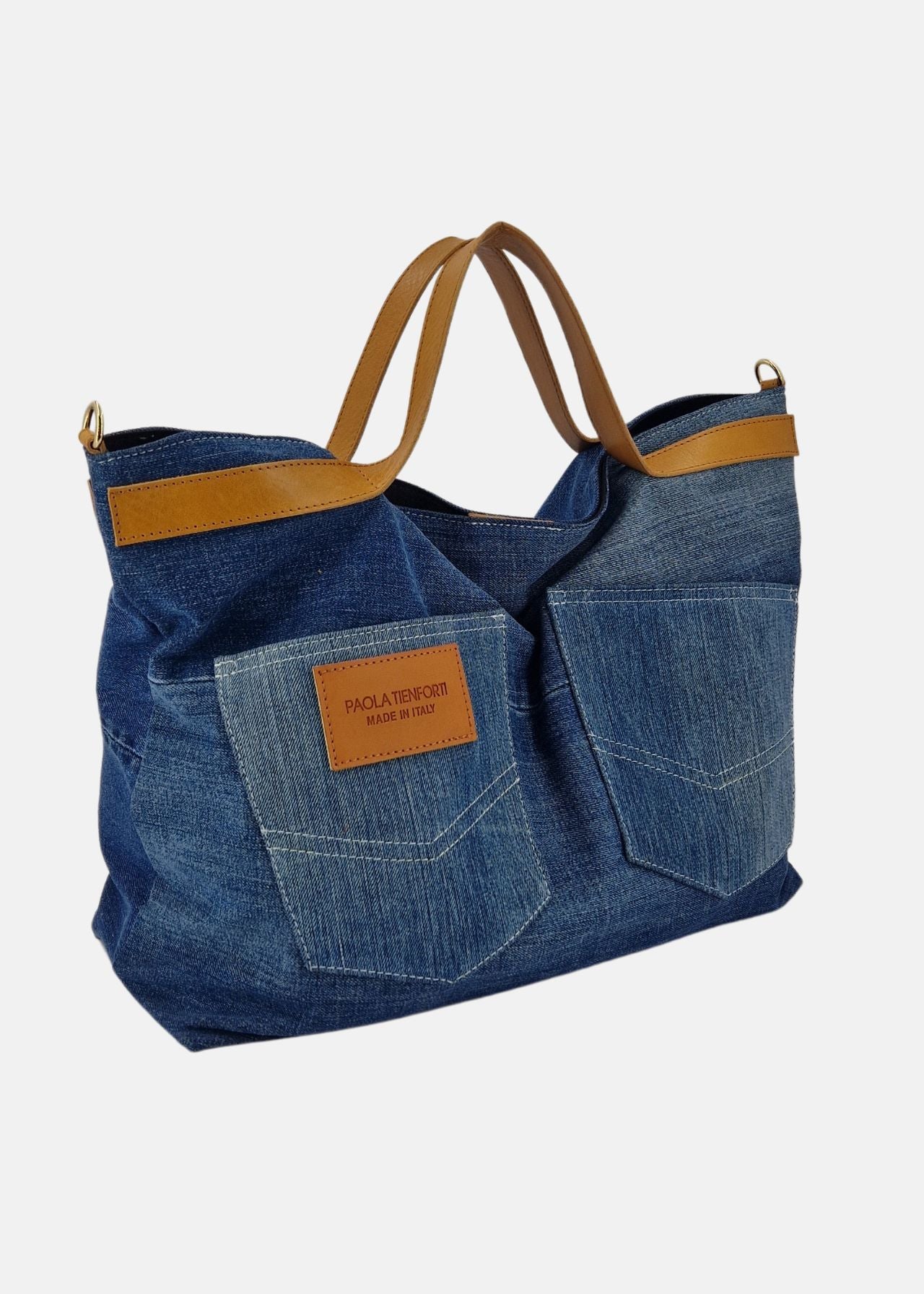 Shopper in Jeans e Pelle