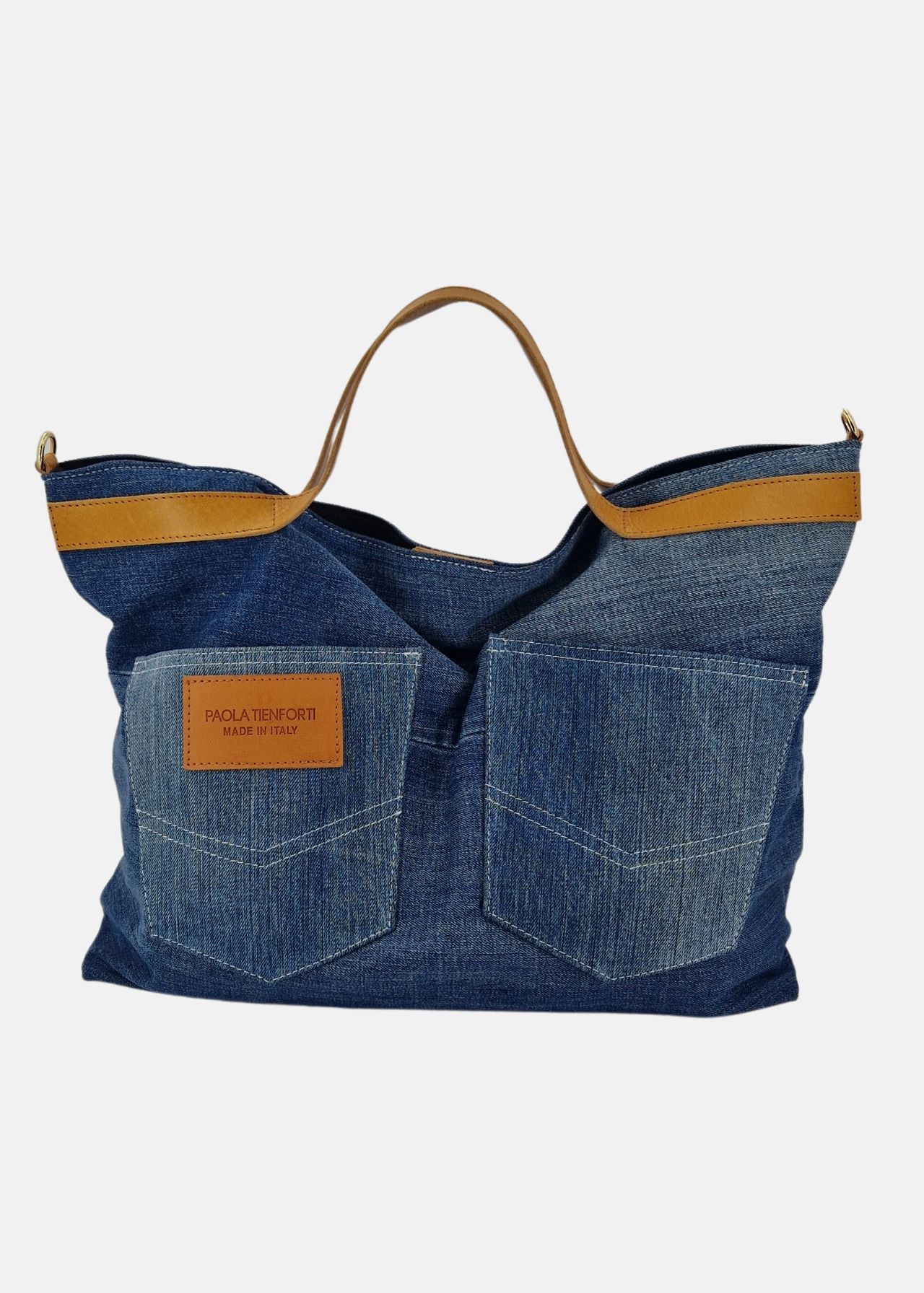 Shopper in Jeans e Pelle