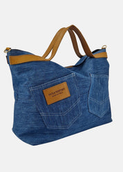 Shopper in Jeans e Pelle