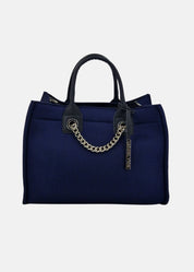 Shopper in traforato con rifiniture argento