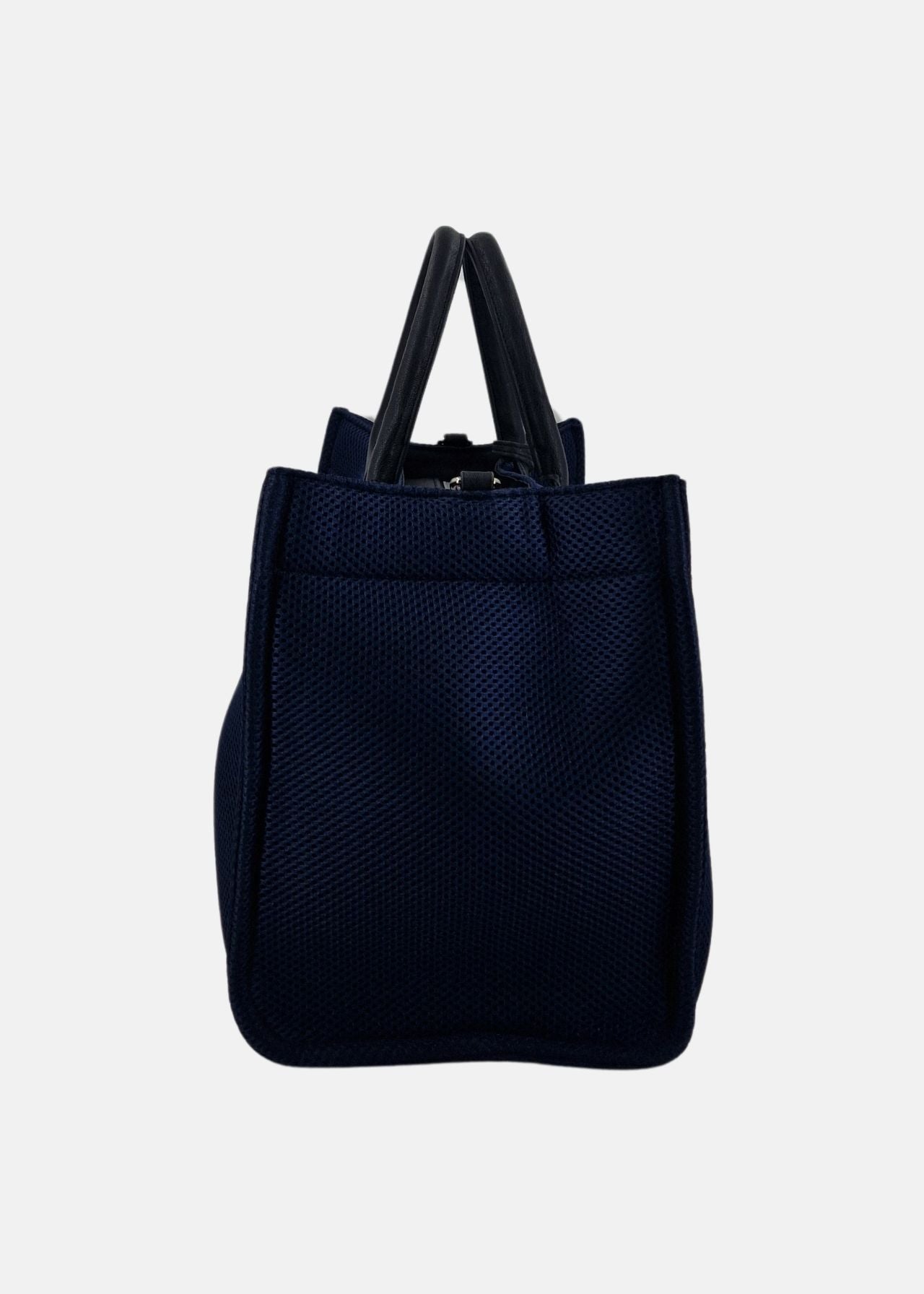 Shopper in traforato con rifiniture argento