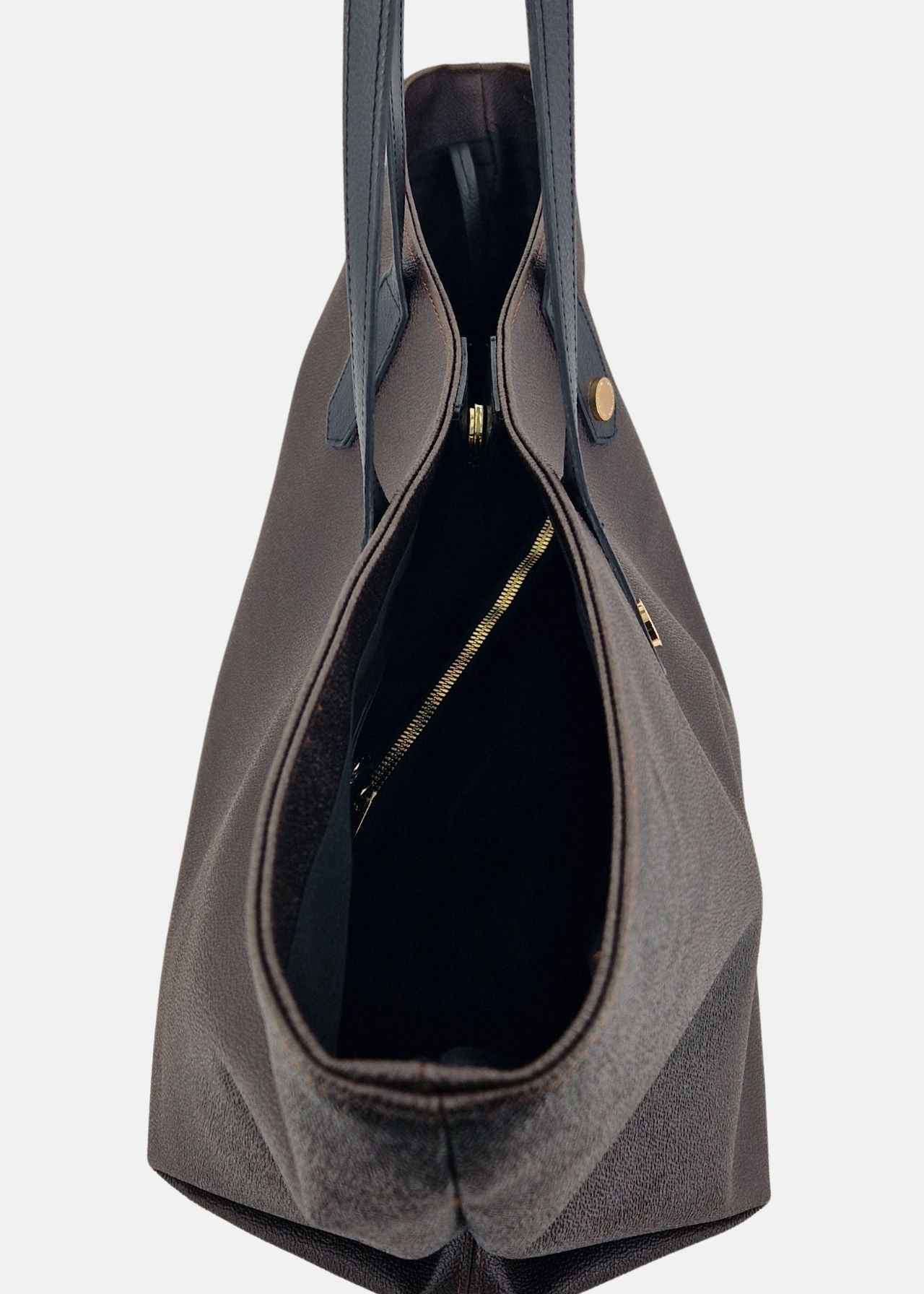 Shopper Donna effetto saffiano con rivetti oro