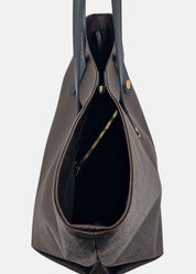 Shopper Donna effetto saffiano con rivetti oro