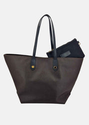 Shopper Donna effetto saffiano con rivetti oro