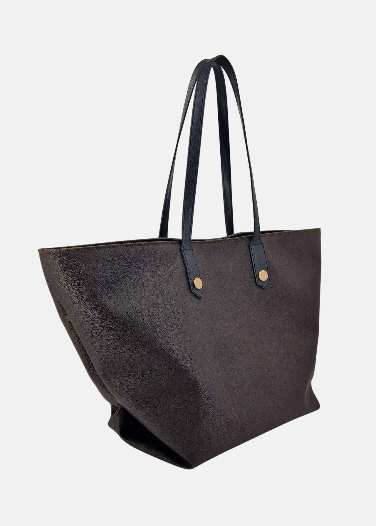 Shopper Donna effetto saffiano con rivetti oro